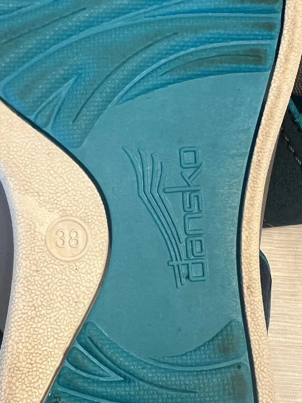 Dansko Katy Blue & Gray Leather Slip On Flip Flop Sandals - Picture 9 of 15